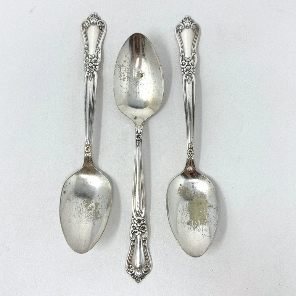 Oneida Valley Rose Serving‎ 4 Pcs 3 Spoons Dinner Fork Silverplate Flatware READ